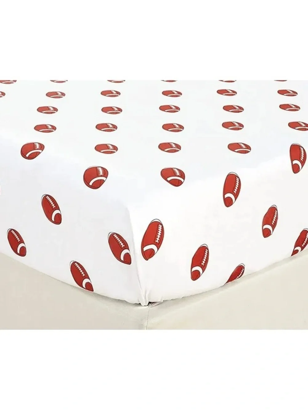 Football Print White 4 piece Full size Sheet Set
